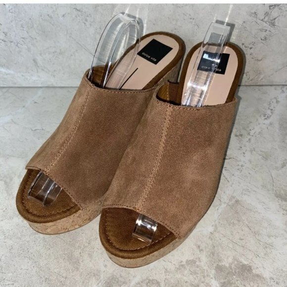 Dolce Vita Brown‎ Suede Peep Toe Wedge Sandals WOMENS SIZE 8 - Picture 2 of 7